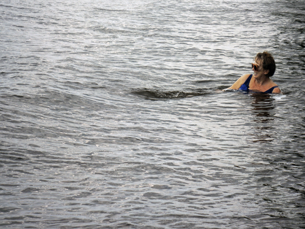 Karen Duquette swimming in Lake Superior